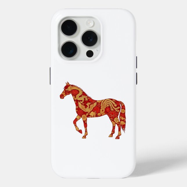 Chinese New Year Horse with Dragon Phoenix  Case-Mate iPhone Case (Back)