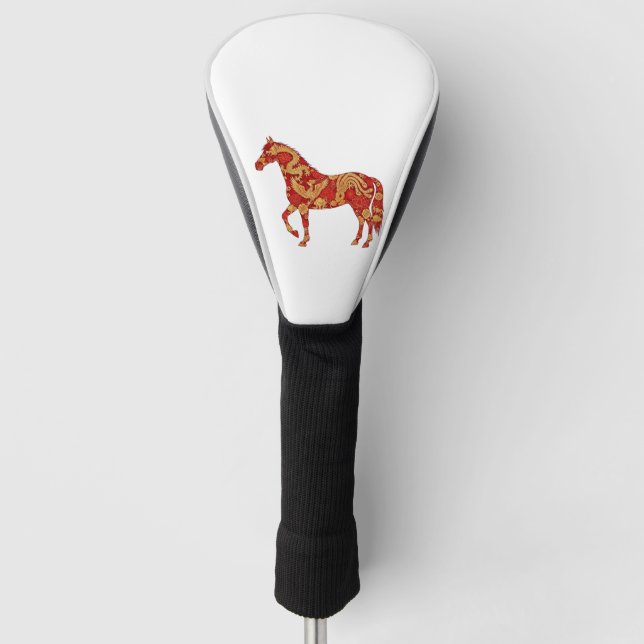 Chinese New Year Horse with Dragon Phoenix  Golf Head Cover (Front)