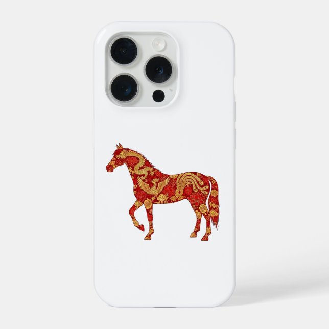 Chinese New Year Horse with Dragon Phoenix  iPhone Case (Back)