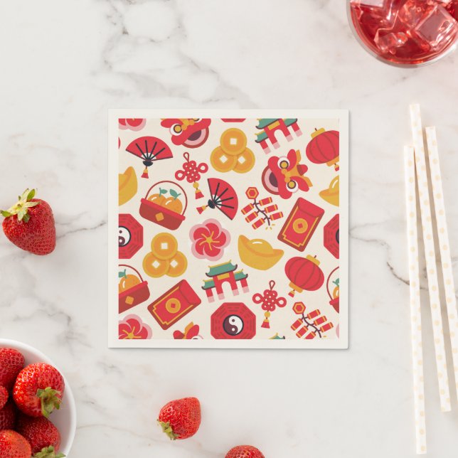 Chinese New Year Icons 2024 Party Napkins (Insitu)