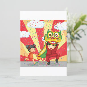Chinese New Year Kids Lion Dance and Lantern Invitation