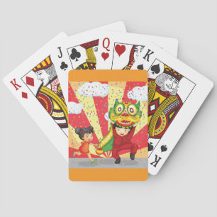 Chinese New Year Kids Lion Dance and Lantern Playing Cards
