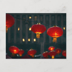 Chinese new year lanterns postcard