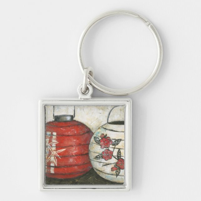 Chinese New Year Lanterns with Floral Print Key Ring (Front)
