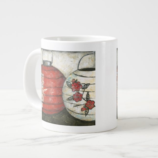 Chinese New Year Lanterns with Floral Print Large Coffee Mug (Front Left)