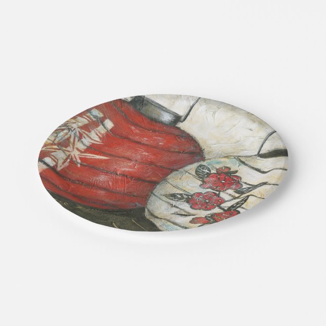 Chinese New Year Lanterns with Floral Print Paper Plate (Angled)