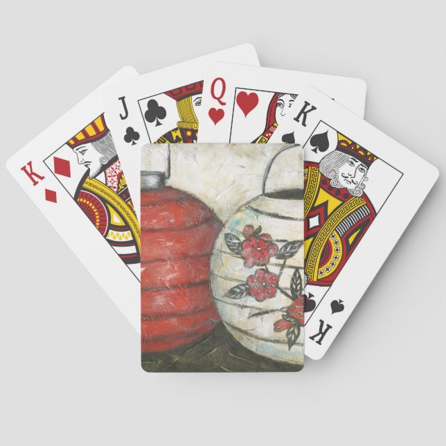 Chinese New Year Lanterns with Floral Print Playing Cards (Back)