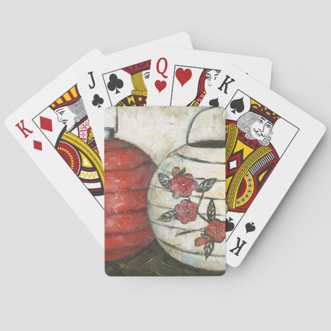 Chinese New Year Lanterns with Floral Print Playing Cards (Back)