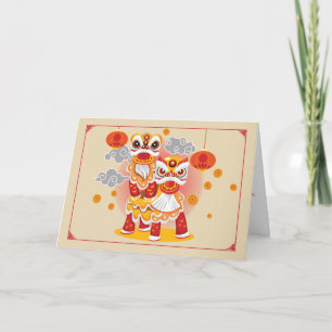 Chinese New Year Lion Dancer Holiday Card