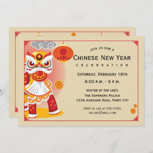 Chinese New Year Lion Dancer Invitation