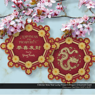 Chinese New Year Lucky Flowers Dragon Tree Decoration Card