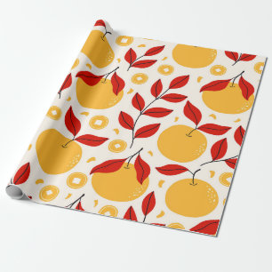 Chinese New Year Lucky Orange and Gold Coin Wrapping Paper