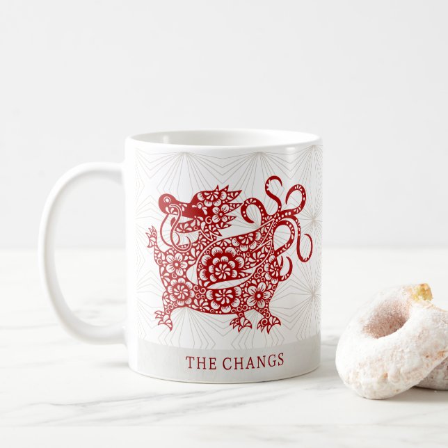 Chinese New Year Lunar Dragon Personalised Mug (With Donut)