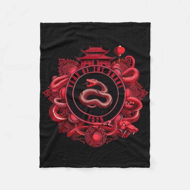 Chinese New Year Lunar New Year Of The Snake 2025  Fleece Blanket (Front)