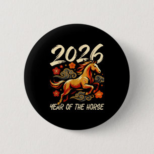 Chinese New Year Lunar Year Of The Horse 2026  6 Cm Round Badge