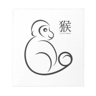 Chinese New Year Monkey Line Art Notepad