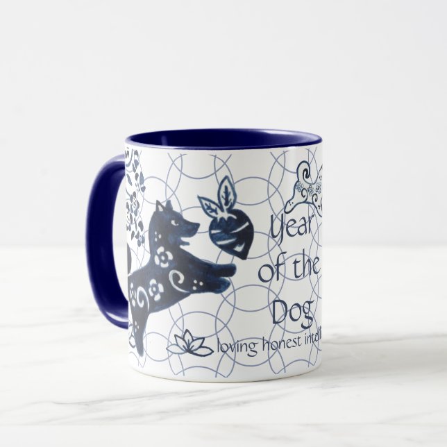 Chinese New Year of Dog Blue Zodiac Artistic Shiba Mug (Front Left)