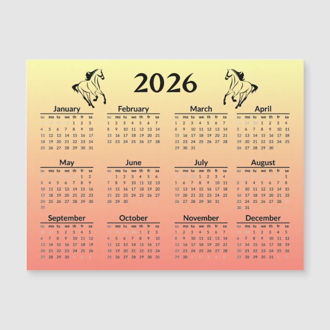 Chinese New Year of Horse 2026 Calendar  (Front)