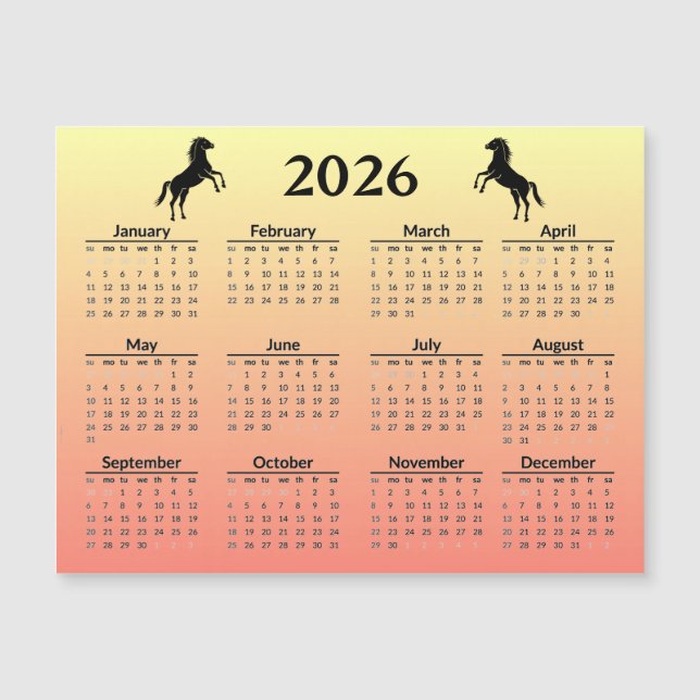 Chinese New Year of Horse 2026 Calendar  (Front)