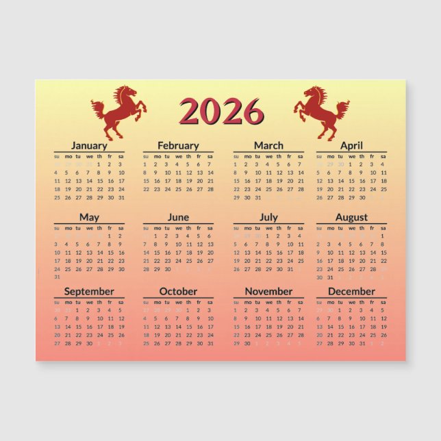 Chinese New Year of Horse 2026 Calendar  (Front)