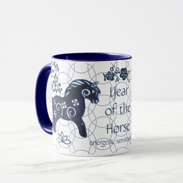 Chinese New Year of Horse Blue Zodiac Artistic Mug (Front Left)