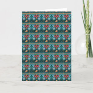 Chinese New Year of Ox - Green Check Pattern Holiday Card