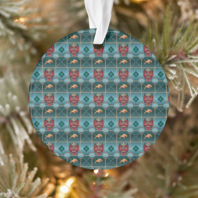 Chinese New Year of Ox - Green Check Pattern Ornament (Tree)