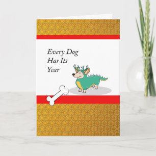 Chinese New Year of the Dog, Corgi as a Dragon Holiday Card