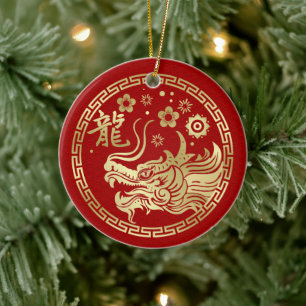 Chinese New year of the Dragon 2024 Ceramic Tree Decoration