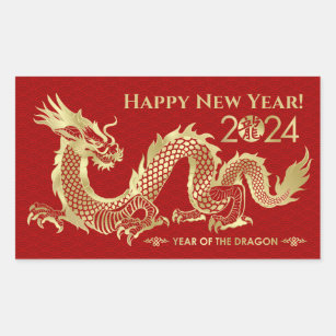 Chinese New year of the Dragon 2024 Rectangular Sticker
