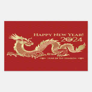 Chinese New year of the Dragon 2024 Rectangular Sticker