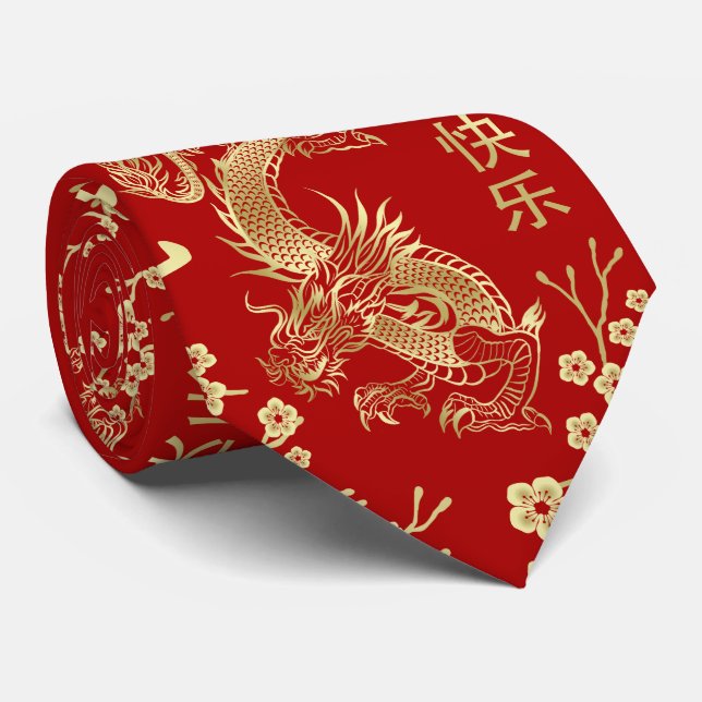Chinese New year of the Dragon 2024 Tie (Rolled)