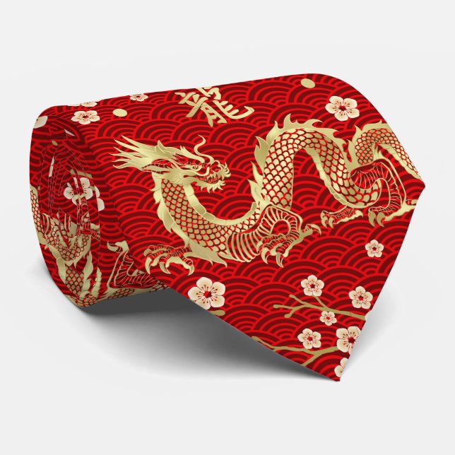 Chinese New year of the Dragon 2024 Tie (Rolled)