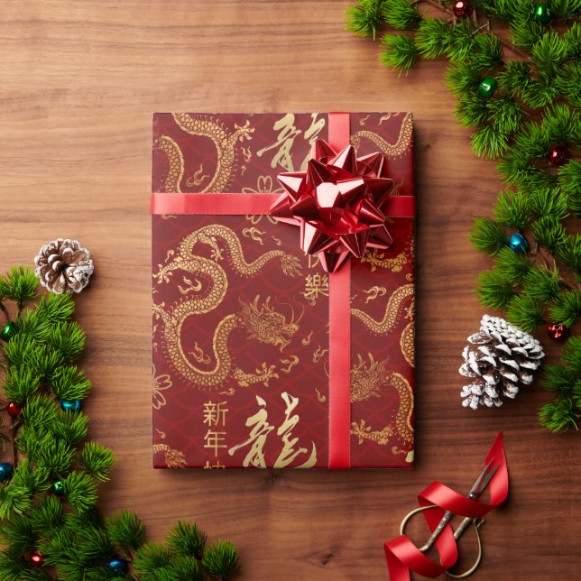Chinese New year of the Dragon 2024 Wrapping Paper (Holiday Gift)