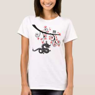 Chinese New Year of the Dragon and Red Blossoms T-Shirt