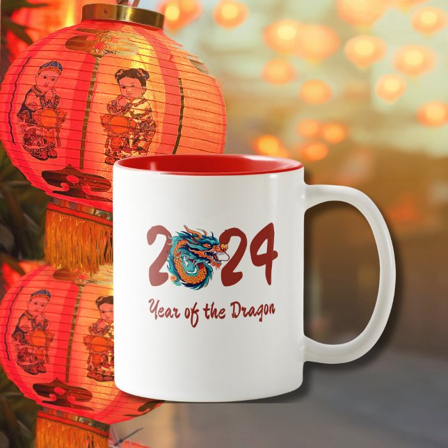 Chinese New Year of the Dragon Chinese Zodiac Gift Two-Tone Coffee Mug (Creator Uploaded)