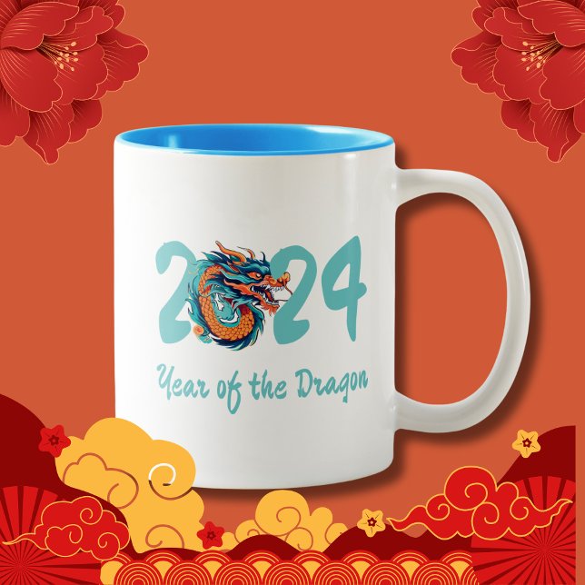 Chinese New Year of the Dragon Chinese Zodiac Gift Two-Tone Coffee Mug (Creator Uploaded)