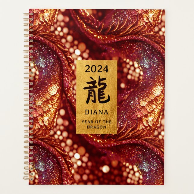 Chinese New Year of the Dragon Red & Gold Planner (Front)