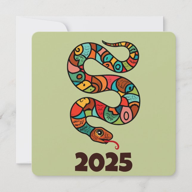 Chinese New Year Of The Green Wood Snake 2025 Holiday Card (Front)