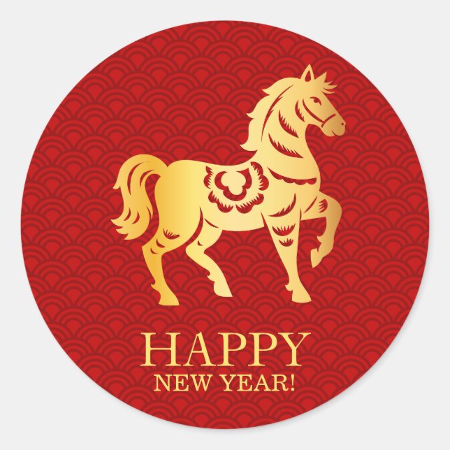 Chinese New year of the Horse 2026 Classic Round Sticker (Front)