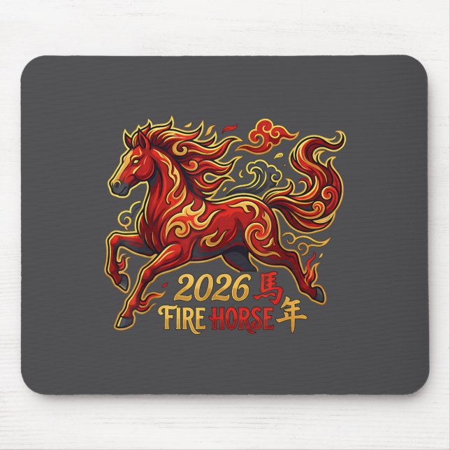 Chinese New Year Of The Horse 2026 Fire Horse Chin Mouse Mat (Front)