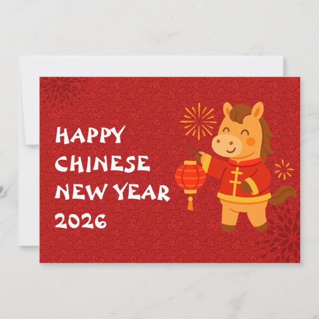 Chinese New year of the Horse 2026 Holiday Card (Front)