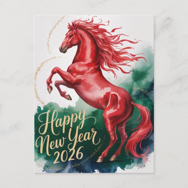 Chinese New year of the Horse 2026 Holiday Postcard (Front)