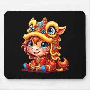 Chinese New Year Of The Horse 2026 Lunar Girls Lio Mouse Mat