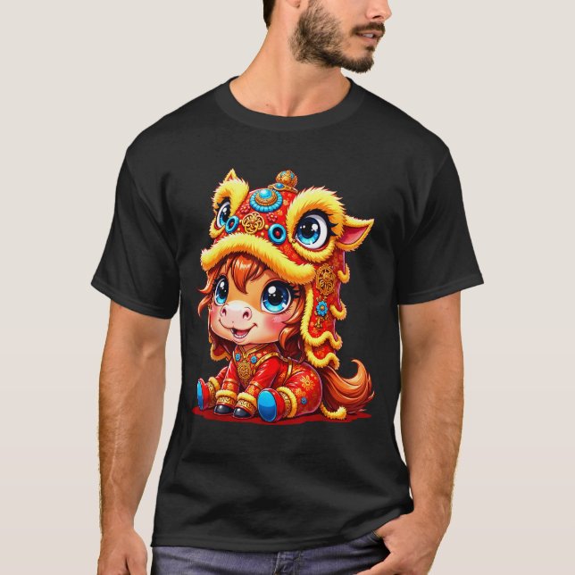 Chinese New Year Of The Horse 2026 Lunar Girls Lio T-Shirt (Front)