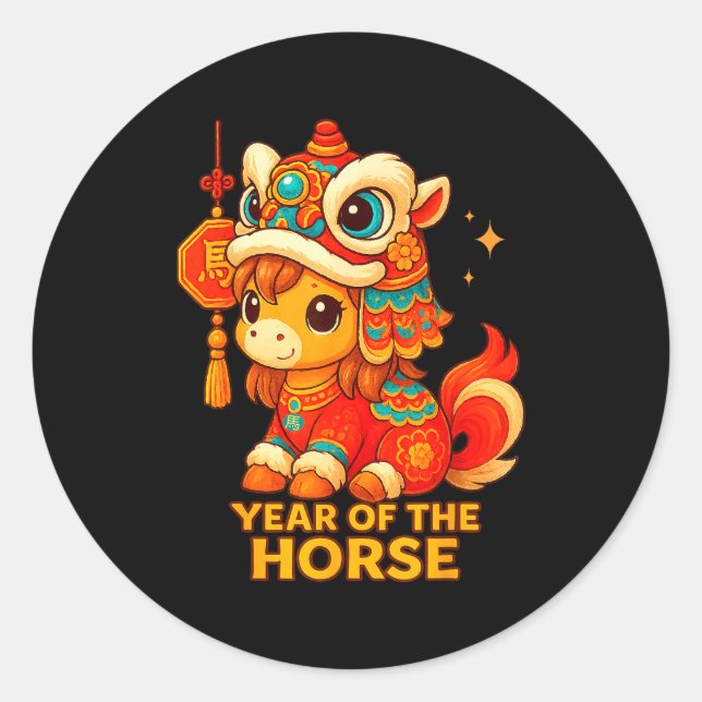 Chinese New Year Of The Horse 2026 Lunar New Year  Classic Round Sticker (Front)