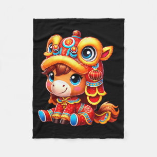 Chinese New Year Of The Horse 2026 Lunar New Year Fleece Blanket