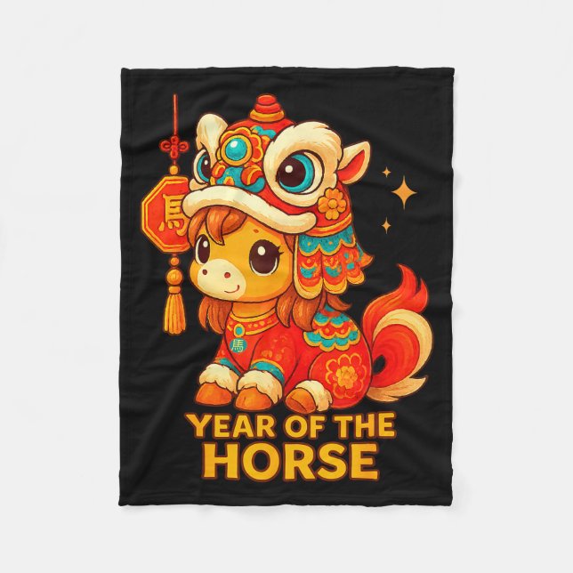 Chinese New Year Of The Horse 2026 Lunar New Year  Fleece Blanket (Front)