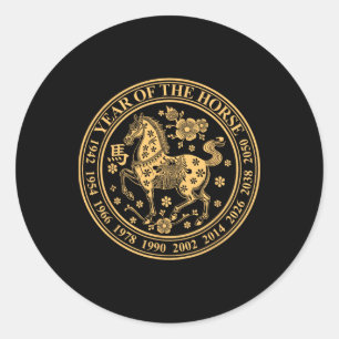 Chinese New Year Of The Horse 2026 Lunar Zodiac Classic Round Sticker