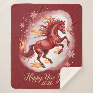 Chinese New year of the Horse 2026 Sherpa Blanket
